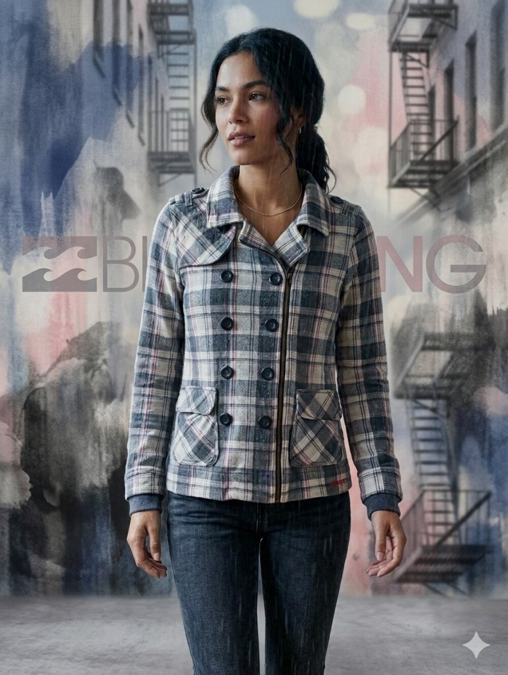 Billabong Plaid Jacket Flannel Grunge Emo Goth Skater  Minimalist M